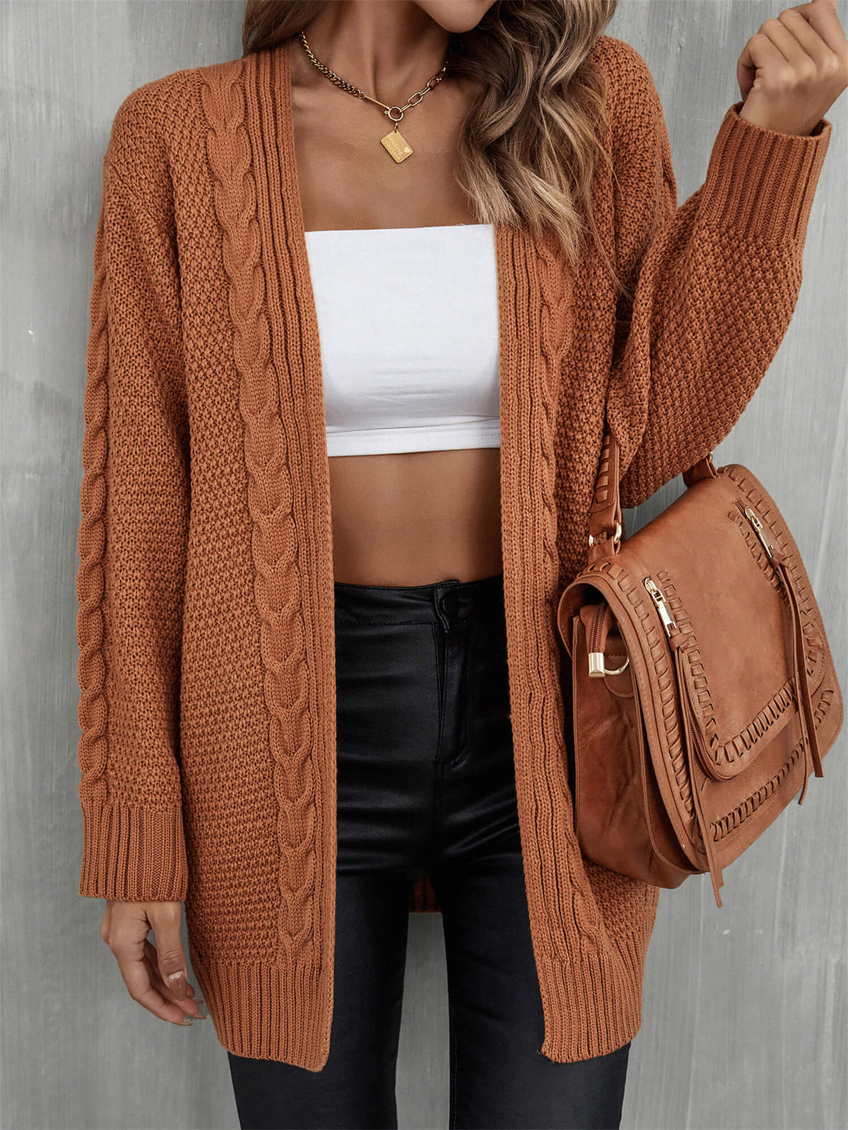 Angel Wings Warm Fall Mixed Knit Open Front Longline Cardigan