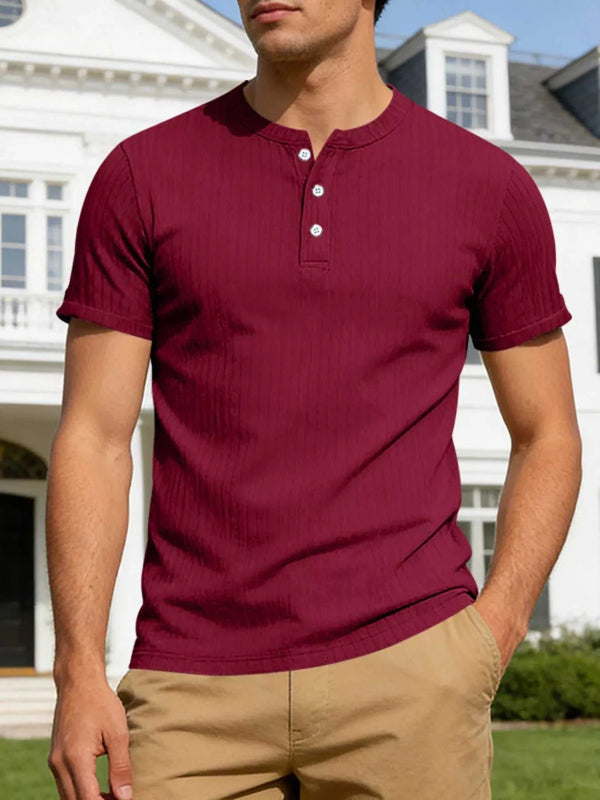 Men's Full Size Casual Ribbed Henley T-Shirt Plus Size 100400605279484 23 Affordable Fashion Under $100 Jerry's Apparel 