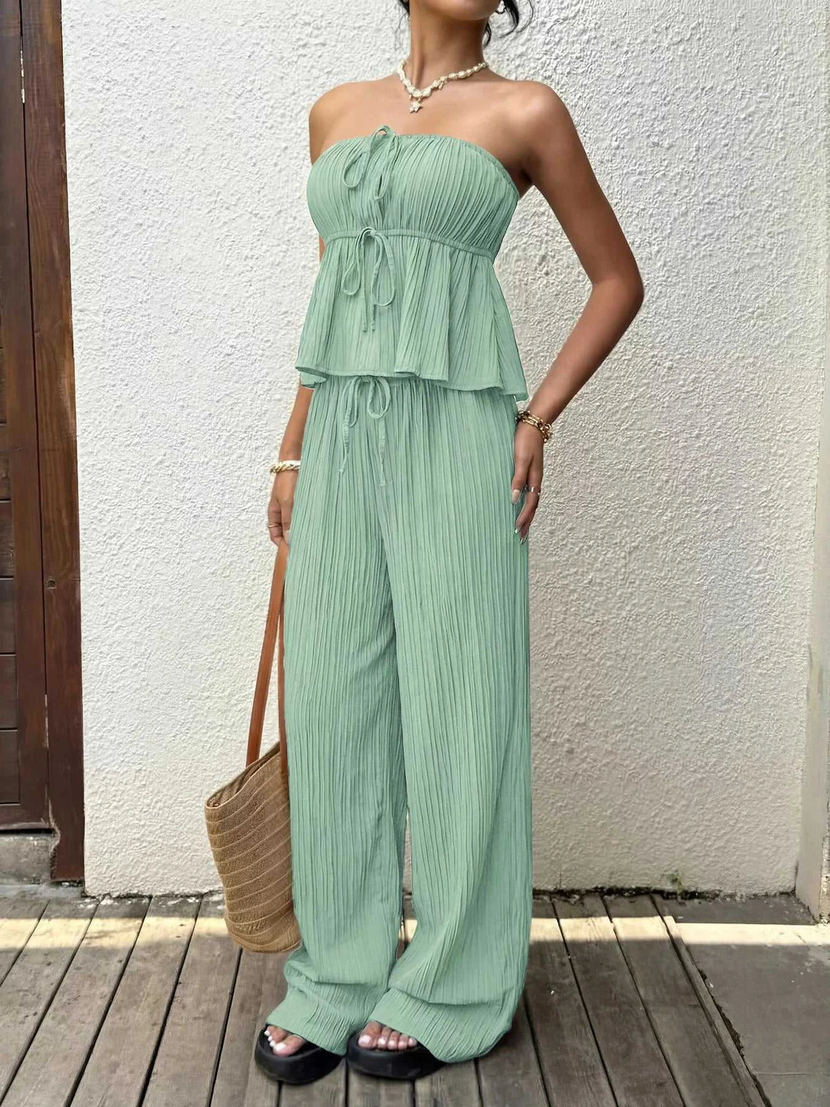 Tube Top and Wide-Leg Pants Set 100100877151663 41 Affordable Fashion Under $100 Jerry's Apparel 