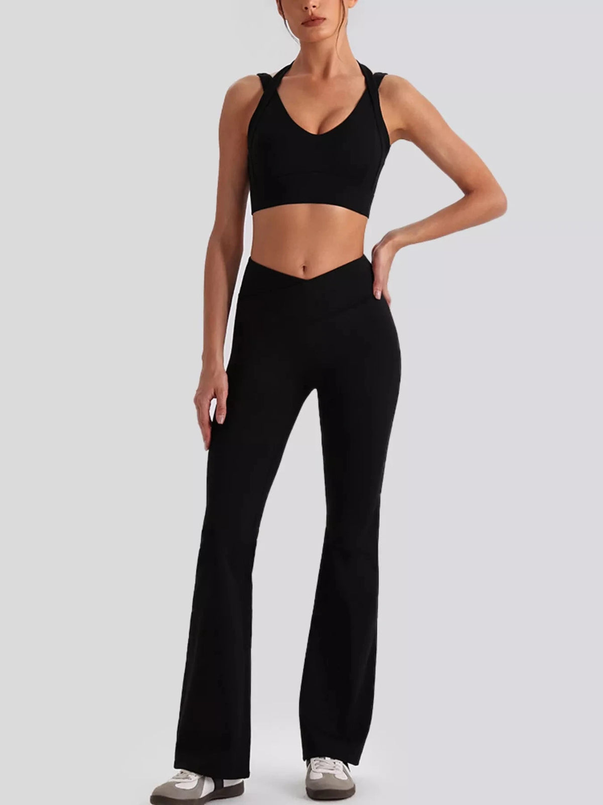 Seamless Criss-Cross V-Neck Tank and Leggings Active Set 101006885753799 113 Comfortable Weekend Sets Jerry's Apparel 