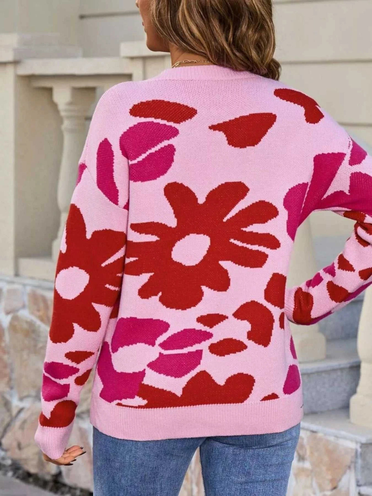 Floral Crew Neck Long Sleeve Sweater 100100117125367 47 Affordable Fashion Under $100 Jerry's Apparel 