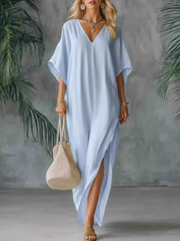 Full Size V-Neck Maxi Dress with Side Slits Plus Size 100100394975559 32 Gifts for Her Jerry's Apparel 