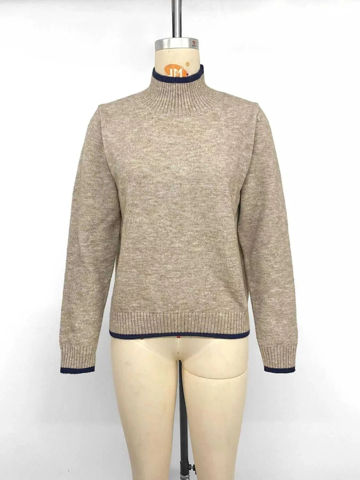 Cozy Mock Neck Sweater with Contrast Trim 100100811272855 41 Women's Sweaters and Knitwear Jerry's Apparel 