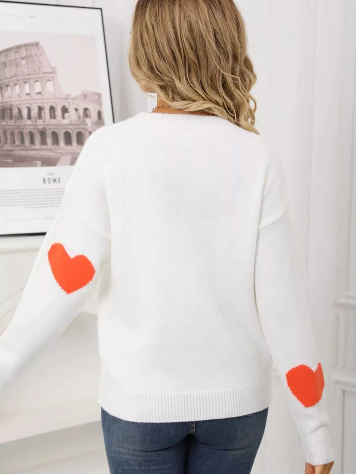 Valentine's Day Heart Pattern Round Neck Sweater 100100644430342 48 Affordable Fashion Under $100 Jerry's Apparel 