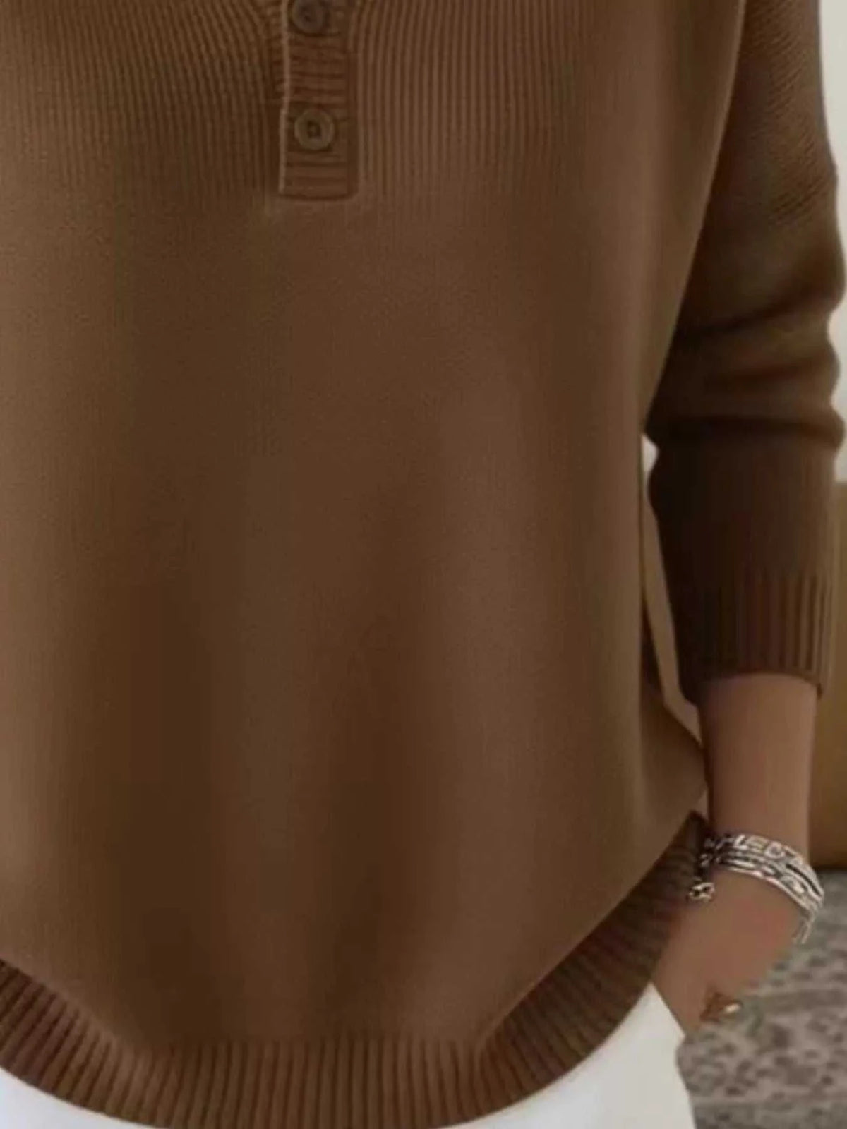 Full Size Button Detail Ribbed Knit Sweater Plus Size 101002670743081 41 Affordable Fashion Under $100 Jerry's Apparel 
