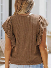 Full Size Ruffled Sleeve Ribbed Knit T-Shirt Plus Size 100100389504988 26 Affordable Fashion Under $100 Jerry's Apparel 