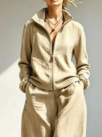 Full Size Zip-Up Jacket and Wide-Leg Pants Set Plus Size 101001541614338 62 Affordable Fashion Under $100 Jerry's Apparel 