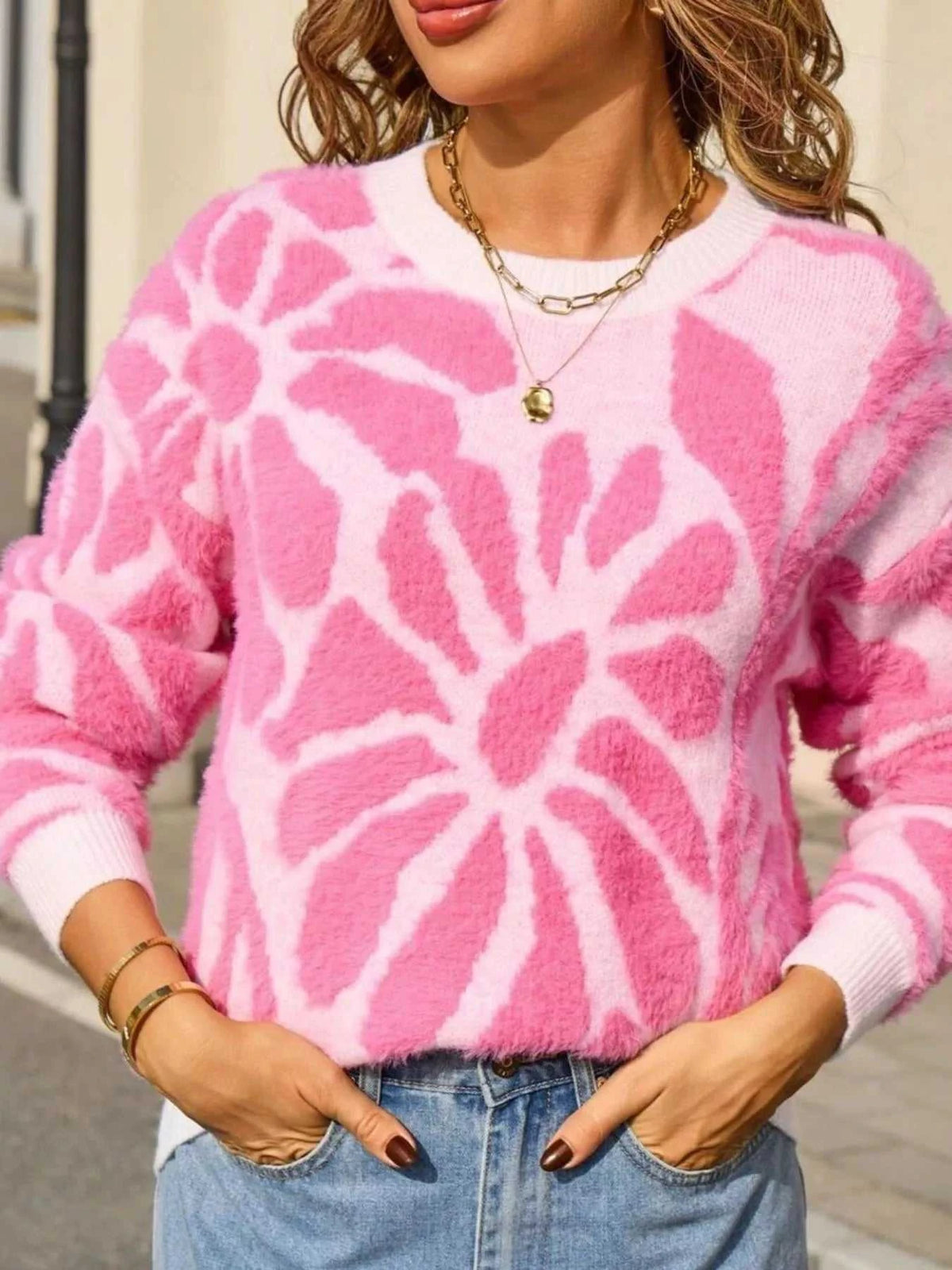 Fuzzy Knit Round Neck Sweater 100100891879850 51 Gifts for Her Jerry's Apparel 