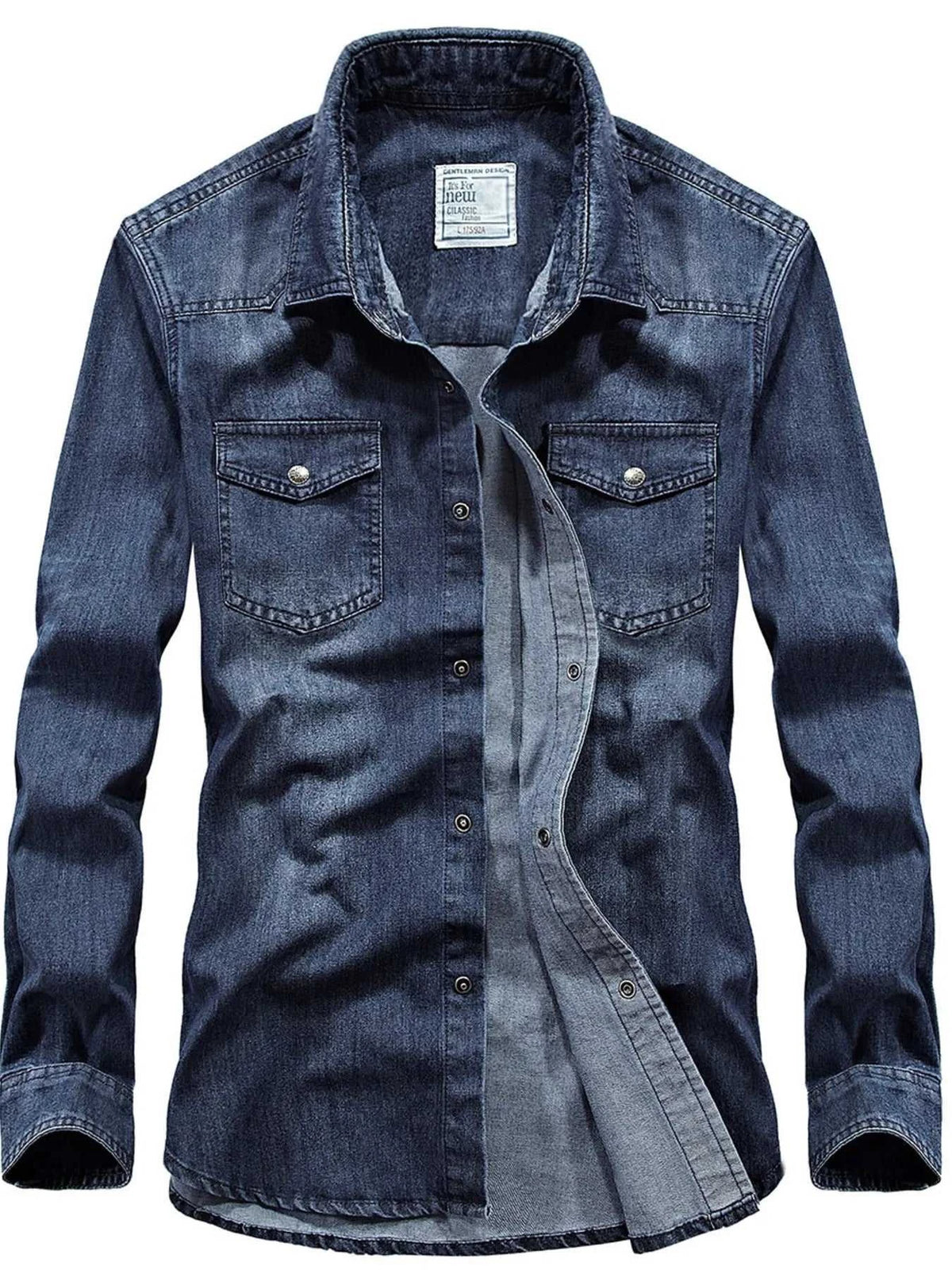 Men's Plus Size Classic Washed Denim Shirt with Double Chest Pockets 100400595853363 57 Affordable Fashion Under $100 Jerry's Apparel 