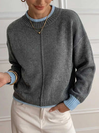 Contrast Trim Crew Neck Sweater 101002961234893 51 Affordable Fashion Under $100 Jerry's Apparel 