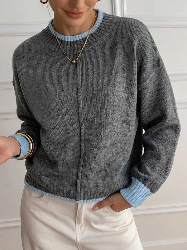 Contrast Trim Crew Neck Sweater 101002961234893 51 Affordable Fashion Under $100 Jerry's Apparel 