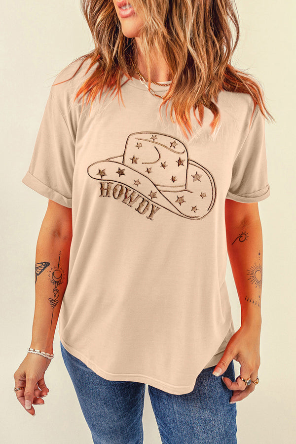 Hat Graphic Round Neck Short Sleeve T-Shirt