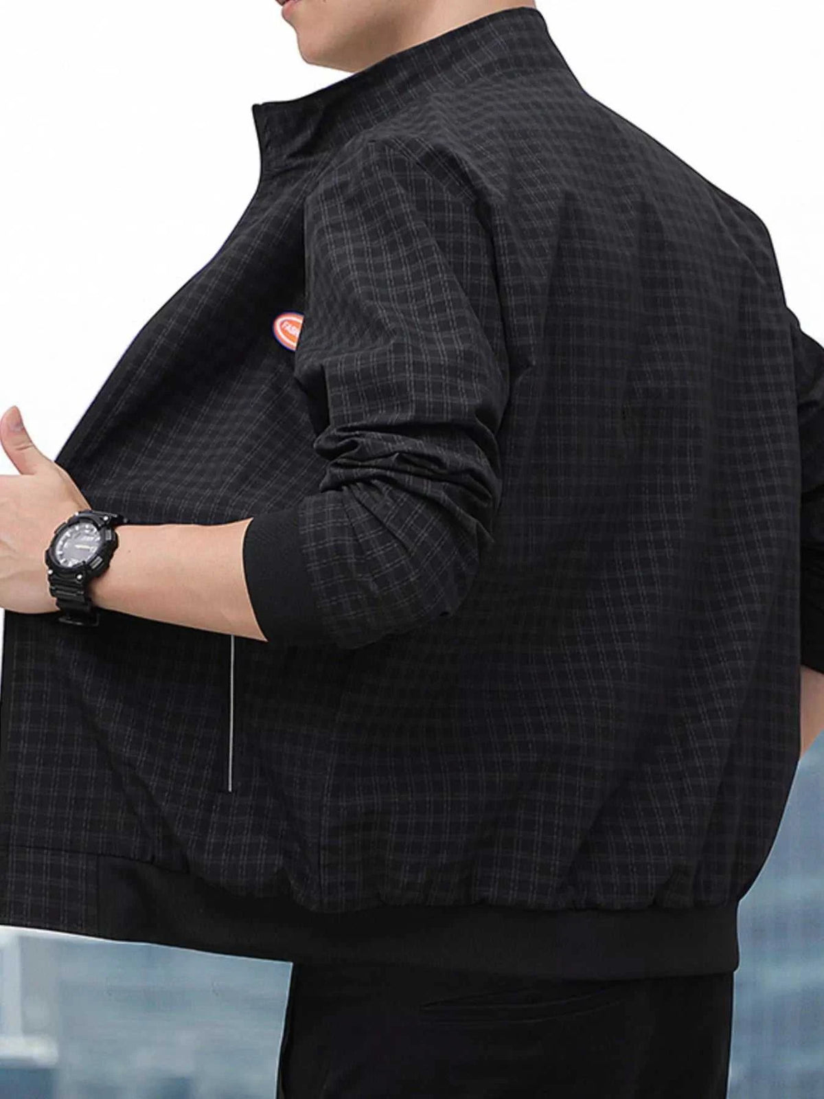 Men's Plus Size Plaid Lightweight Zip-Up Jacket 100400758025131 54 Affordable Fashion Under $100 Jerry's Apparel 