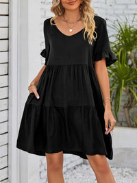 Ruffled Sleeve Tiered Mini Dress 100100840870791 28 Affordable Fashion Under $100 Jerry's Apparel 