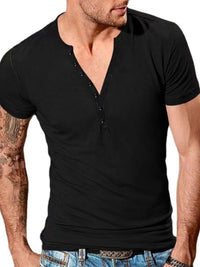 Men's Full Size Button Detail Short Sleeve Top Plus Size