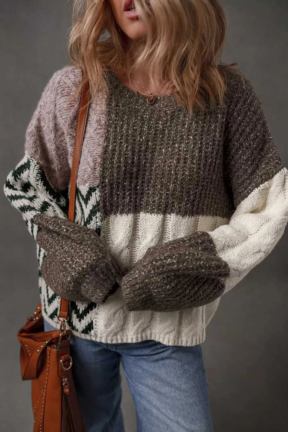 Color Block Cable Knit Sweater 100100801151300 51 Affordable Fashion Under $100 Jerry's Apparel 
