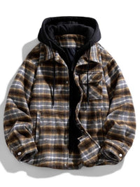 Men's Plus Size Drawstring Hooded Plaid Shirt Jacket 100400334024010 84 Affordable Fashion Under $100 Jerry's Apparel 