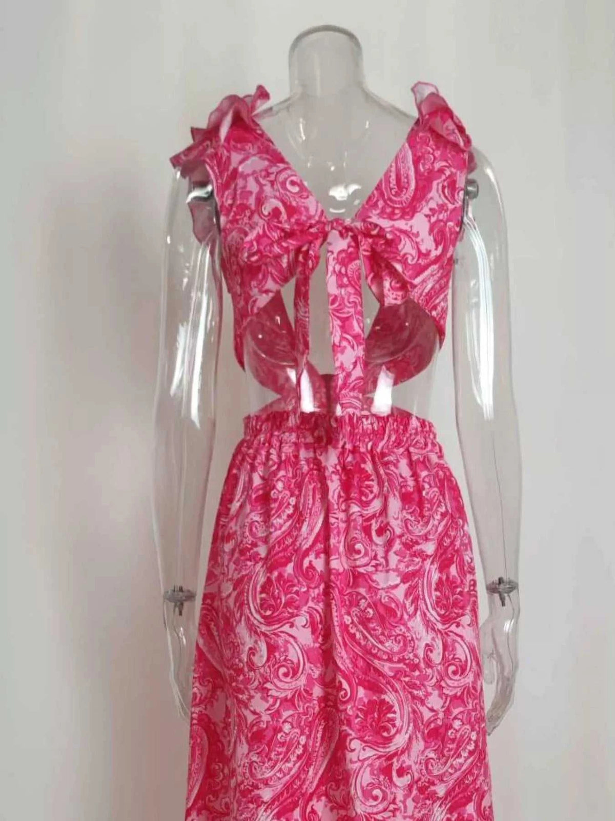 Full Size Ruffled Cutout V-Neck Maxi Dress Plus Size 100100023571871 43 Gifts for Her Jerry's Apparel 