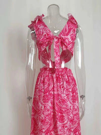 Full Size Ruffled Cutout V-Neck Maxi Dress Plus Size 100100023571871 43 Gifts for Her Jerry's Apparel 