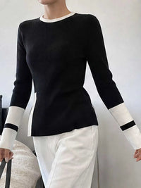 Side Slit Contrast Trim Sweater 101002248618031 43 Affordable Fashion Under $100 Jerry's Apparel 