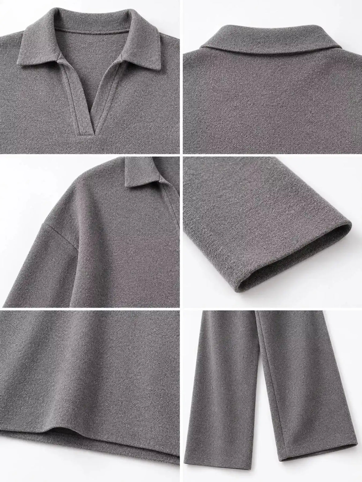 Polo Collar Top and Wide-Leg Pants Set 101001876960393 74 Affordable Fashion Under $100 Jerry's Apparel 