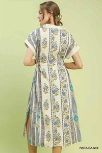 Umgee Vertical Print Tie Waist Midi Dress 100100805301264 64 Affordable Fashion Under $100 Jerry's Apparel 