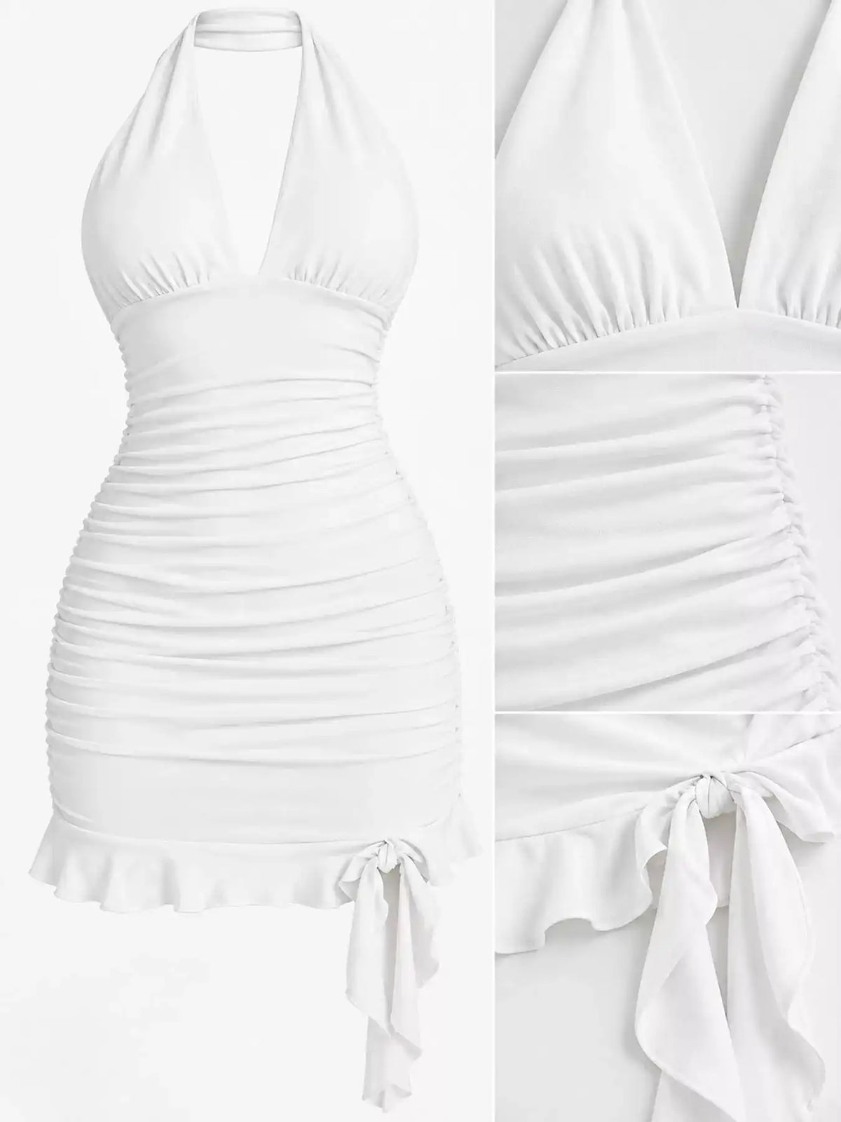 Ruched Halter Neck Bodycon Mini Dress 101001241020171 35 Gifts for Her Jerry's Apparel 