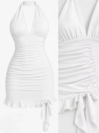 Ruched Halter Neck Bodycon Mini Dress 101001241020171 35 Gifts for Her Jerry's Apparel 