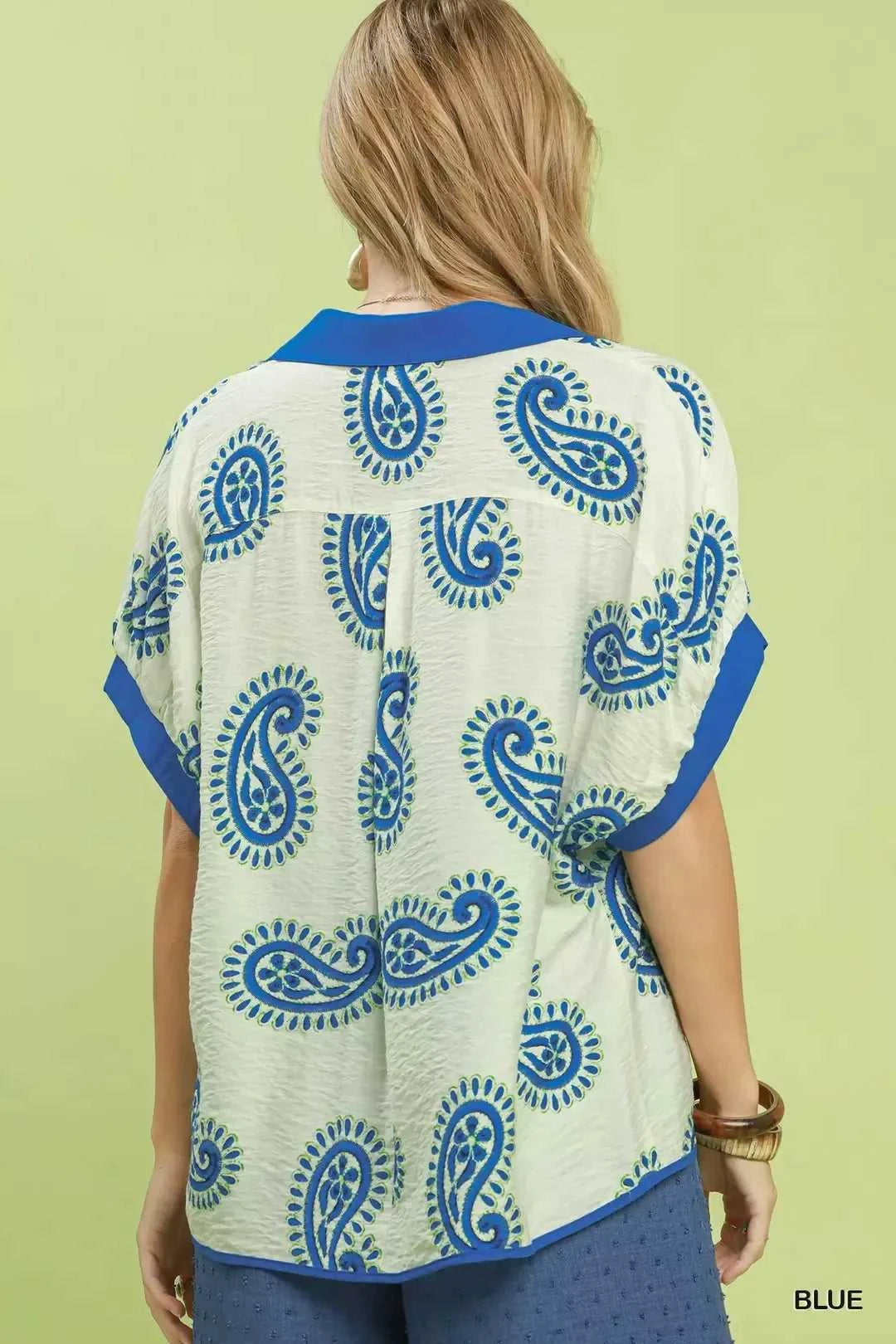 Umgee Paisley Print Contrast Trim Top 100100149431056 45 Affordable Fashion Under $100 Jerry's Apparel 