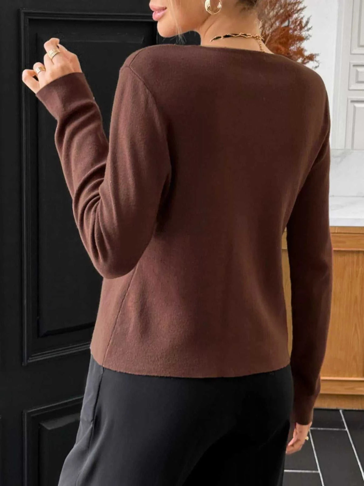 Button-Up Long Sleeve Knit Cardigan 100100340510028 56 Affordable Fashion Under $100 Jerry's Apparel 