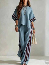 Full Size Striped 3/4 Sleeve Top and Pants Set Plus Size 100100536738570 39 Affordable Fashion Under $100 Jerry's Apparel 