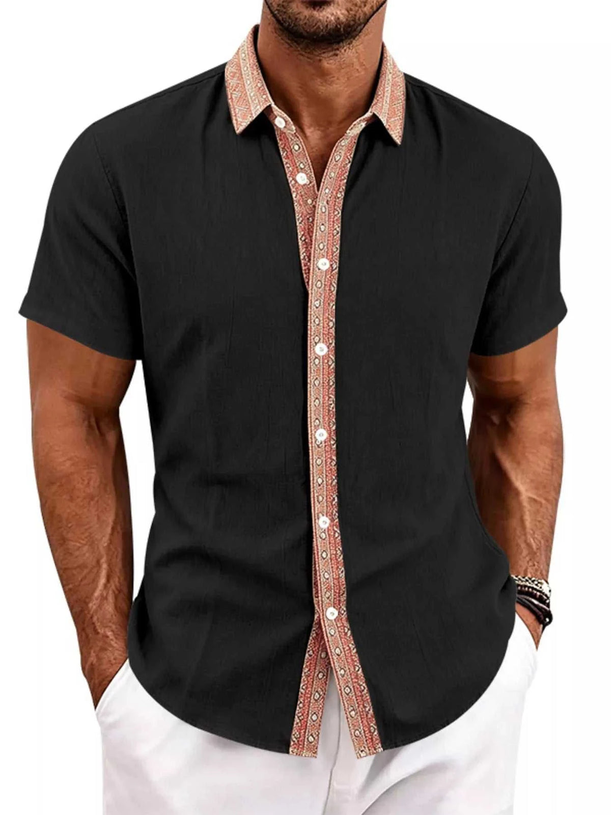 Men's Full Size Casual Short Sleeve Linen Shirt Plus Size 104001576183834 29 Affordable Fashion Under $100 Jerry's Apparel 