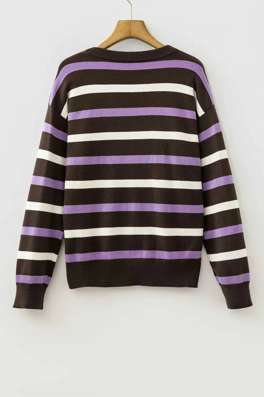 Stripe Embroidered Detail Drop Shoulder Sweater 101002226541726 55 Affordable Fashion Under $100 Jerry's Apparel 