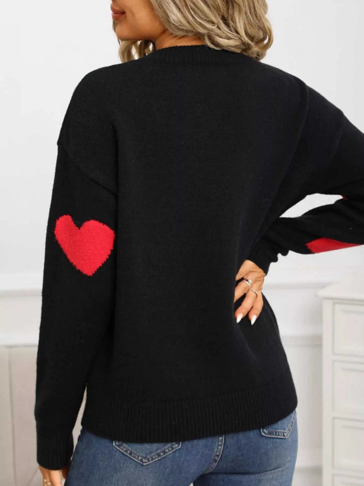 Valentine's Day Heart Pattern Round Neck Sweater 100100644430342 48 Affordable Fashion Under $100 Jerry's Apparel 