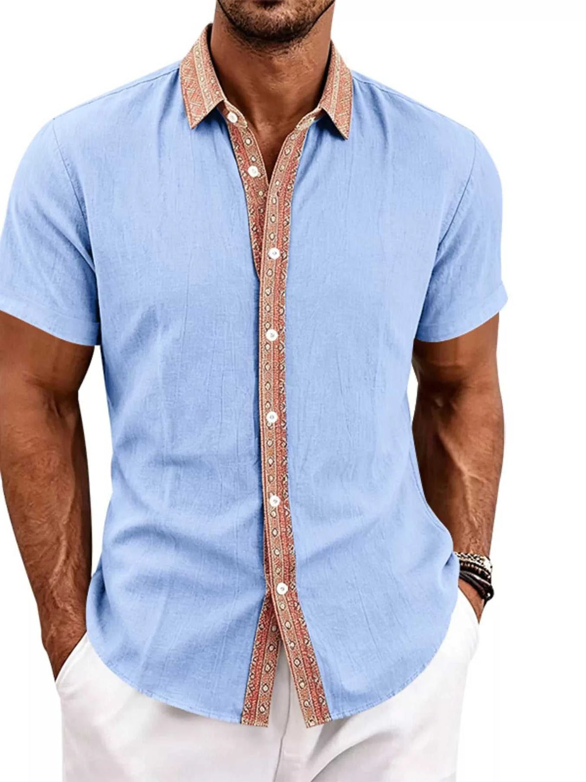 Men's Full Size Casual Short Sleeve Linen Shirt Plus Size 104001576183834 29 Affordable Fashion Under $100 Jerry's Apparel 