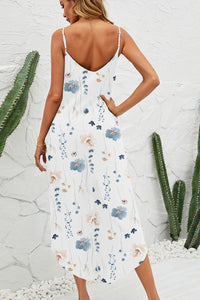 Shiny Printed Scoop Neck Wide Leg Jumpsuit