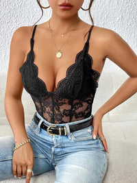 Perfee Lace V-Neck Spaghetti Strap Bodysuit 100100550421815 25 Gifts for Her Jerry's Apparel 