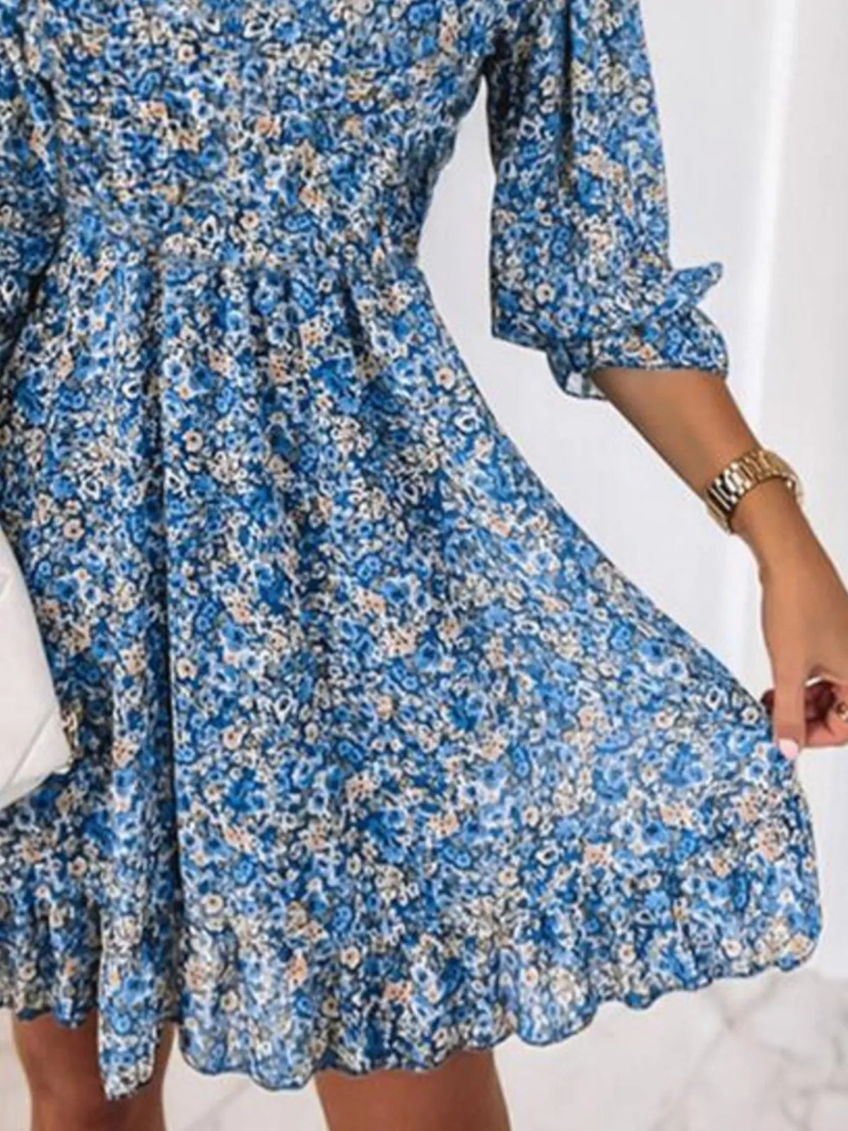 Full Size Ruffled Hem Floral Dress Plus Size