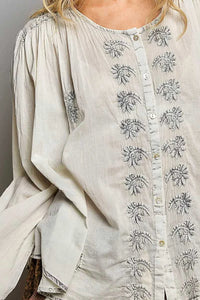 POL Embroidered Button Front Woven Shirt 100100573751599 59 Affordable Fashion Under $100 Jerry's Apparel 