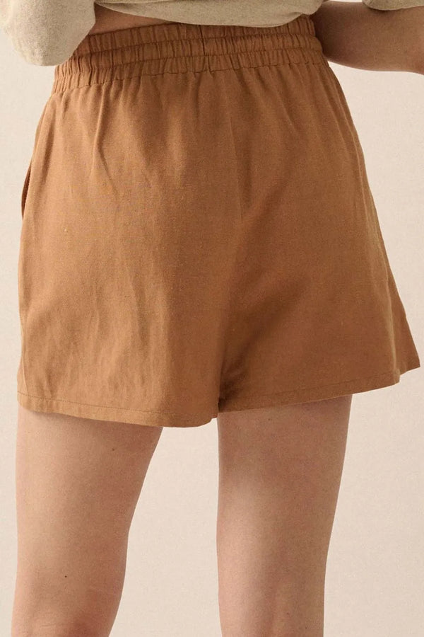 Embroidered Boho Tasseled Drawstring Elastic Waist Casual Shorts