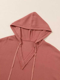 Drawstring V-Neck Waffle Knit Casual Hoodie 100100700285845 53 Affordable Fashion Under $100 Jerry's Apparel 