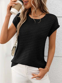 Openwork Round Neck Short Sleeve Knit Cover Up 100100244781953 22 Affordable Fashion Under $100 Jerry's Apparel 