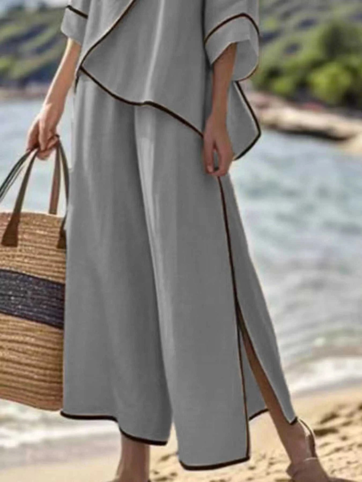 Full Size Contrast Trim Top and Wide Leg Pants Set Plus Size 101001301855619 43 Affordable Fashion Under $100 Jerry's Apparel 