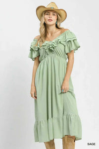 Umgee Textured Ruffle Midi Dress 100100704431930 64 Affordable Fashion Under $100 Jerry's Apparel 