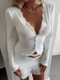 Lace Trim Long Sleeve Top 100100696599078 30 Affordable Fashion Under $100 Jerry's Apparel 