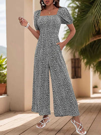 Printed Square Neck Puff Sleeve Jumpsuit 100100619721006 31 Affordable Fashion Under $100 Jerry's Apparel 