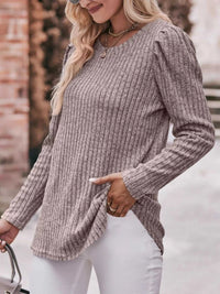 Ribbed Knit Puff Sleeve T-Shirt 100100962471478 28 Affordable Fashion Under $100 Jerry's Apparel 