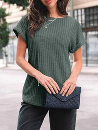 Casual Ribbed Knit Short Sleeve T-Shirt 100100691365915 25 Affordable Fashion Under $100 Jerry's Apparel 