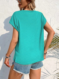 Side Slit Round Neck T-Shirt