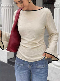 Contrast Trim Flare Sleeve Blouse 100100839982212 27 Affordable Fashion Under $100 Jerry's Apparel 